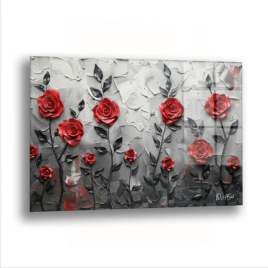 Duvarda Güller - Cam Tablo