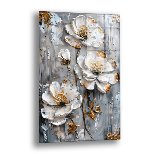 Gerçek Çiçekleri - Cam Tablo