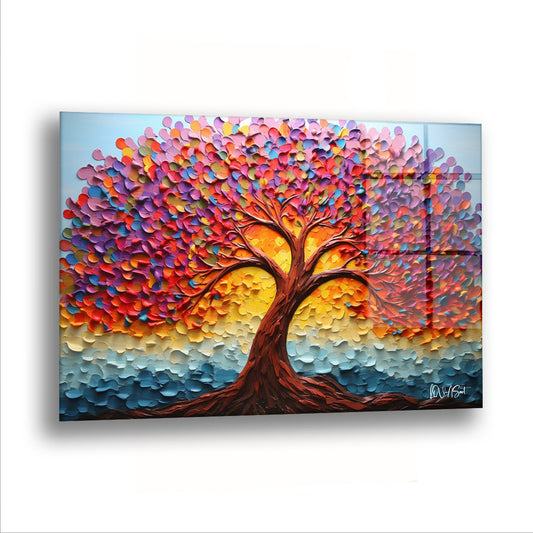 Gökkuşağı Ağacı - Cam Tablo