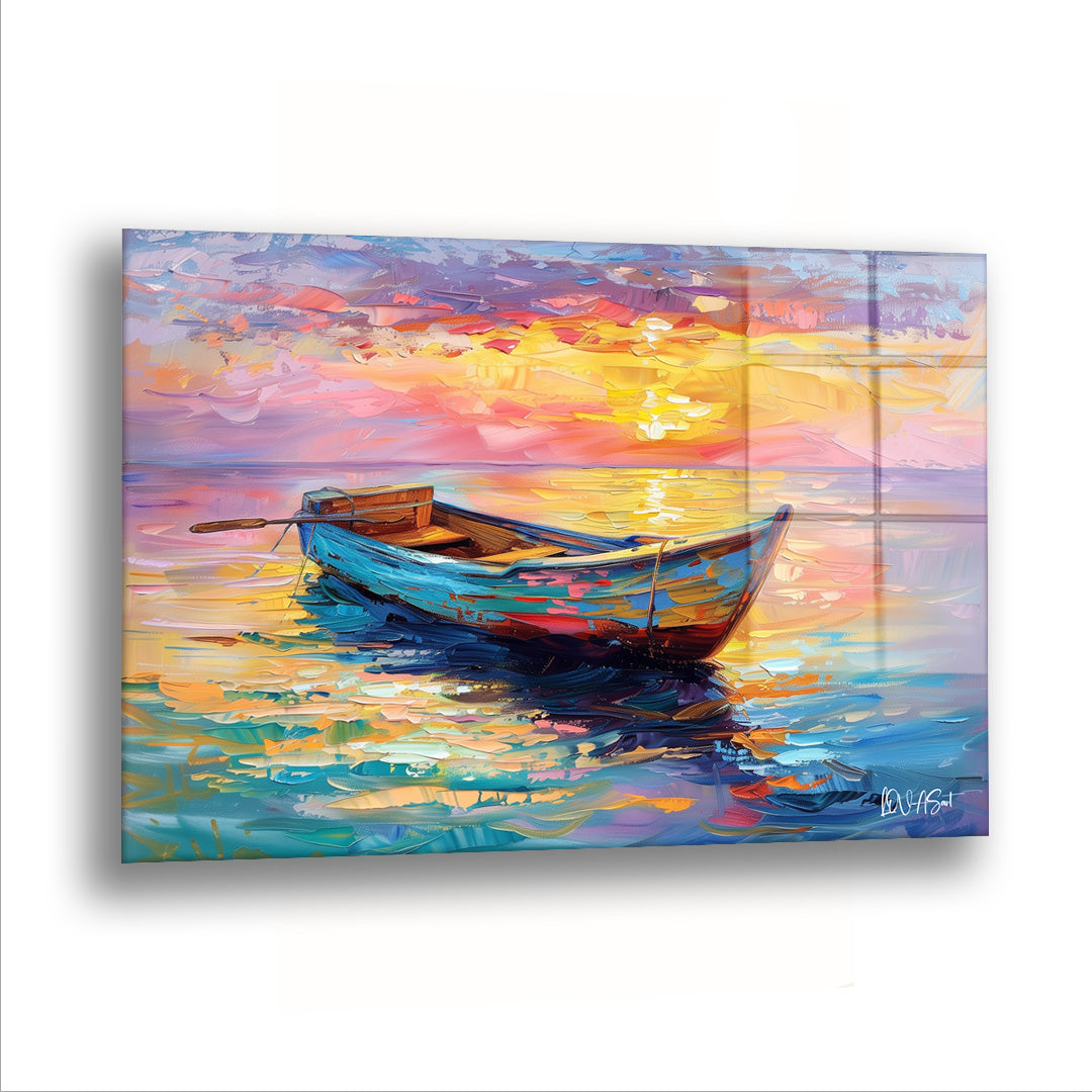 Gökkuşağı Kayığı - Cam Tablo