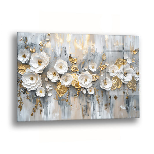 Gri Yapraklar - Cam Tablo