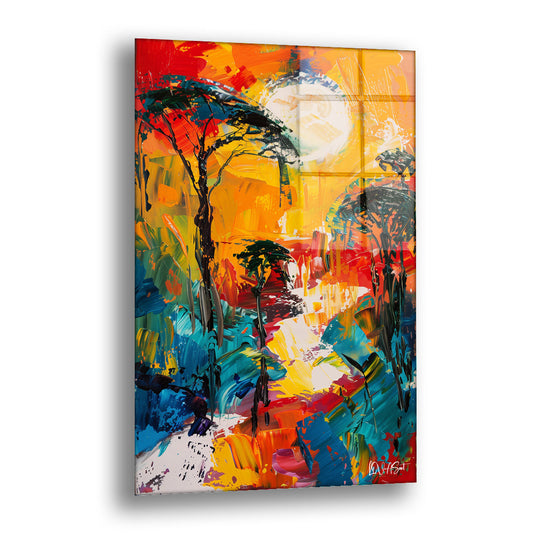 Gün Batımı Yol - Cam Tablo