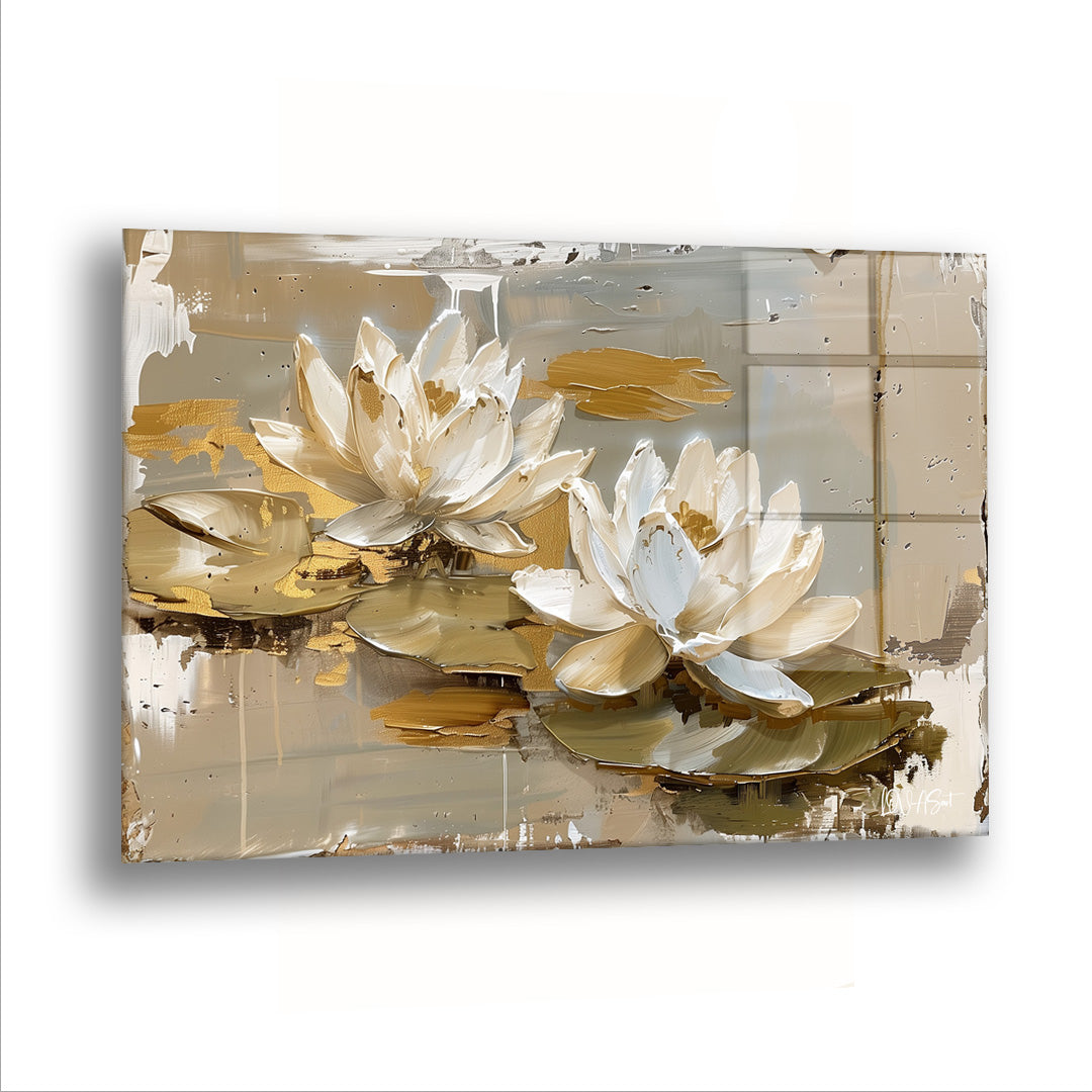 Altın Lotus - Cam Tablo