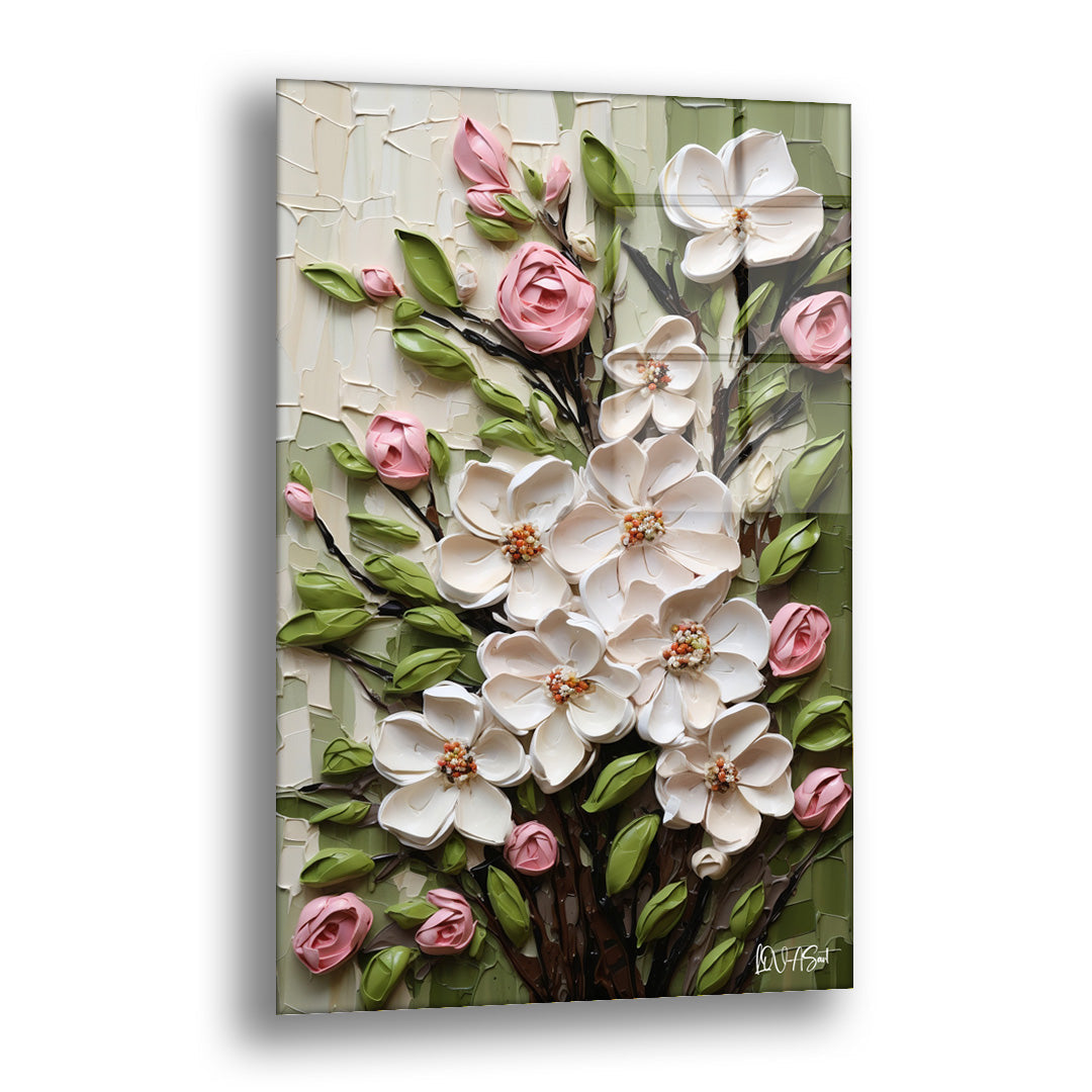 Nakış Çiçekleri - Cam Tablo