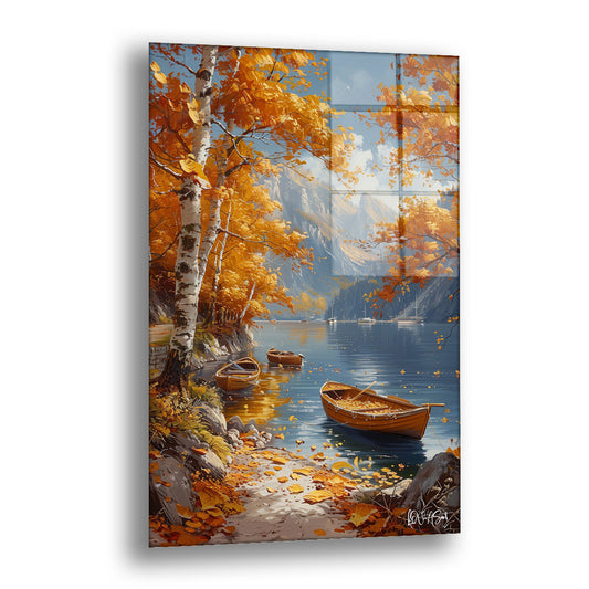 Sonbahar Gölü - Cam Tablo