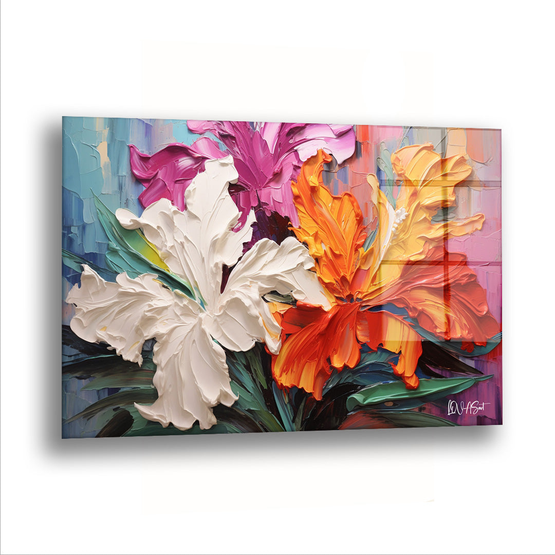 Tropik Çiçekler - Cam Tablo