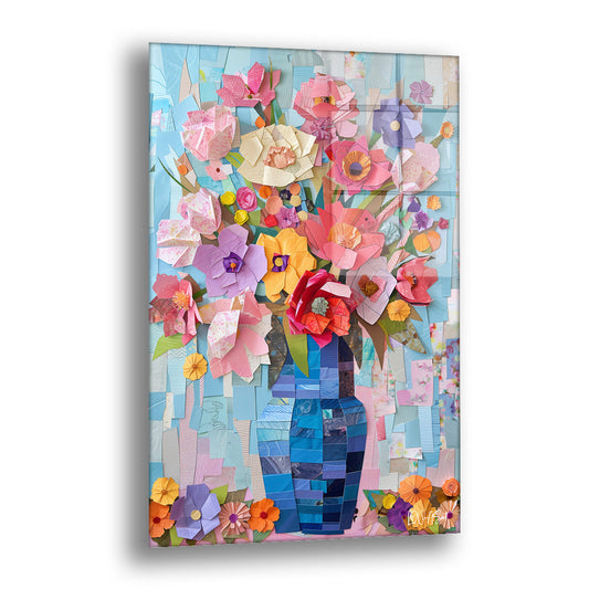 Yapıştırma Çiçekler - Cam Tablo