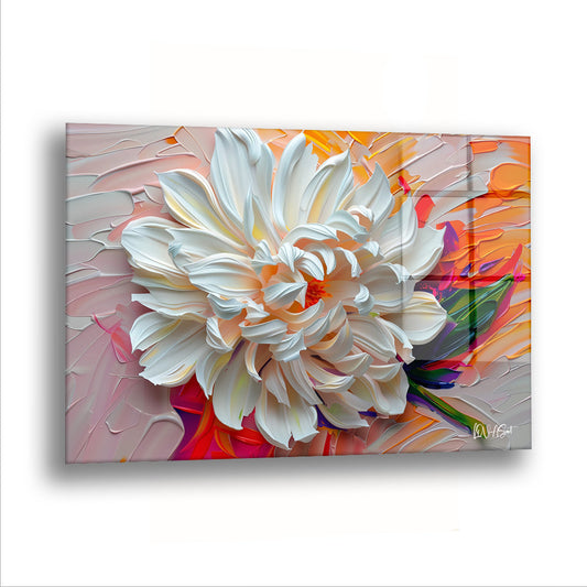 Beyaz Papatya - Cam Tablo