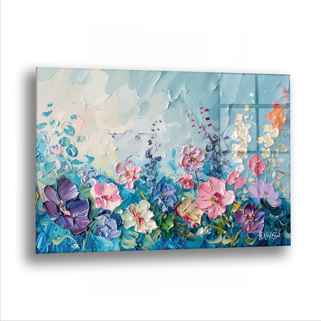 Çiçek Bahçesindeki Bir Gün - Cam Tablo