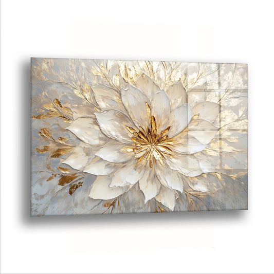 Çok Yapraklı Çiçek - Cam Tablo