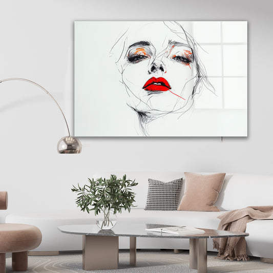 Abstract Çizim cam tablo — duvarda dekorasyon görünümü