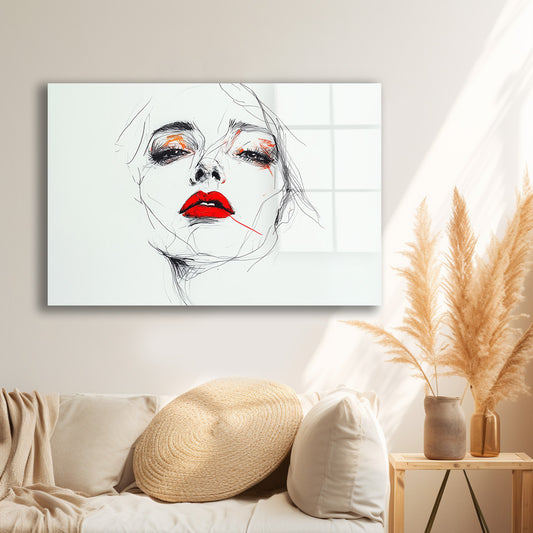 Abstract Çizim cam tablo — iç mekân uygulama örneği