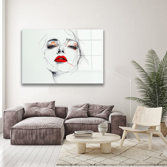 Abstract Çizim cam tablo — farklı açıdan görünüm