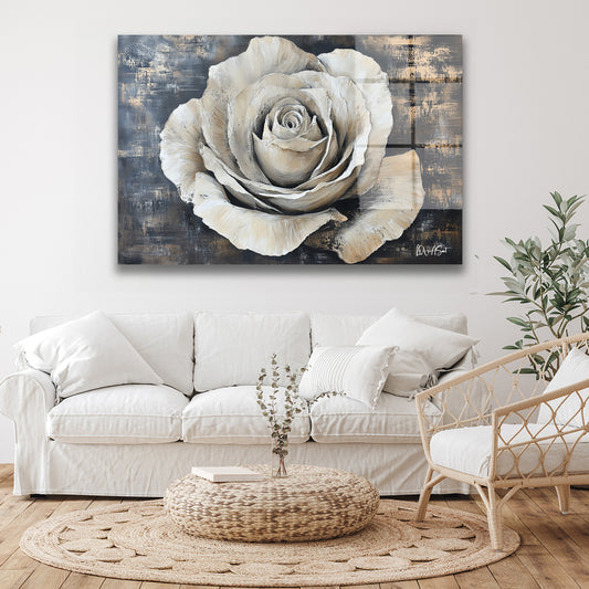 Abstract Gül cam tablo — duvarda dekorasyon görünümü