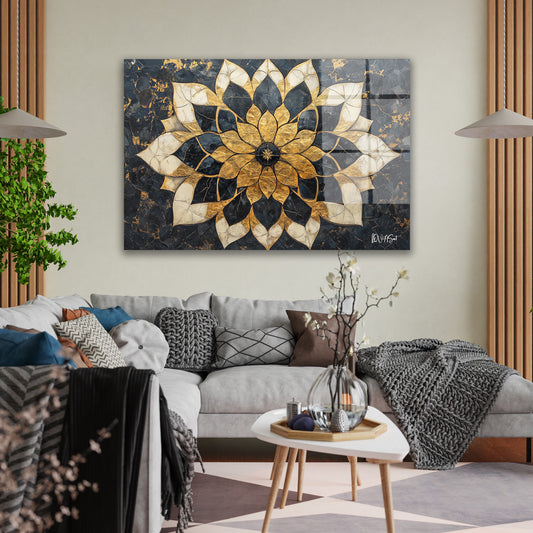 Abstract İslami cam tablo — duvarda dekorasyon görünümü