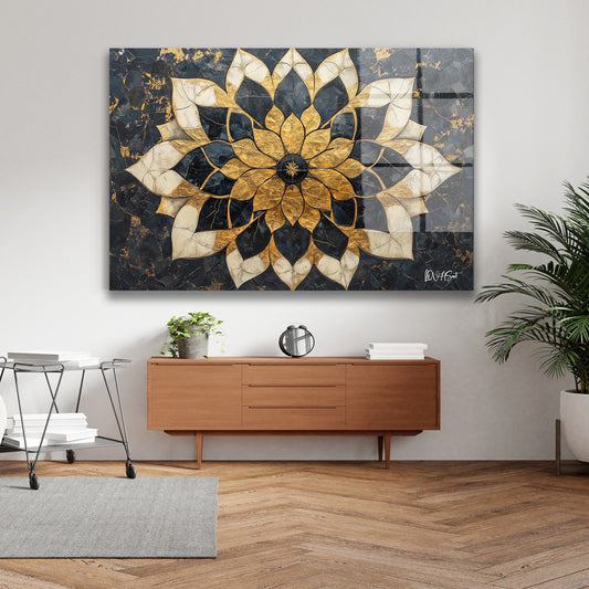 Abstract İslami cam tablo — iç mekân uygulama örneği