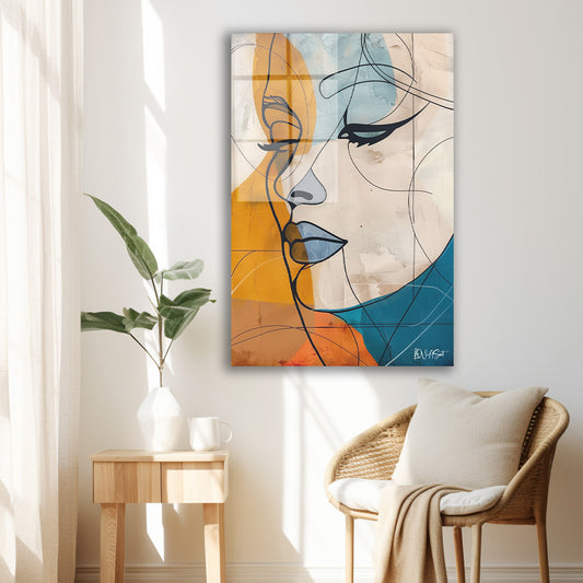 Abstract Kadın 2 cam tablo — duvarda dekorasyon görünümü