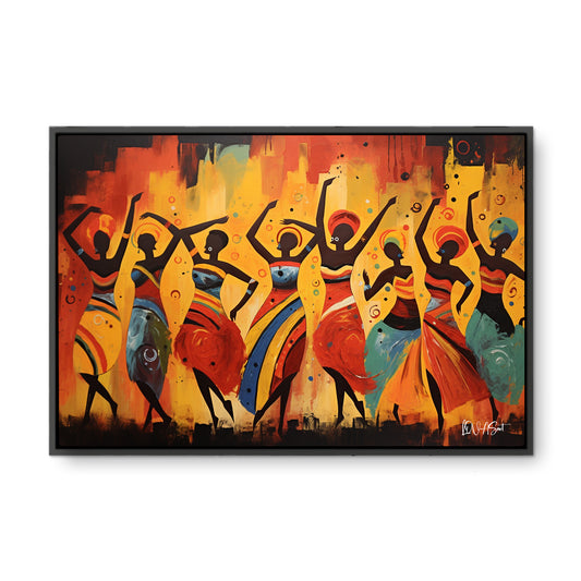 Afrikalı Dansçılar - Kalın Metal Çerçeveli Kanvas Tablo