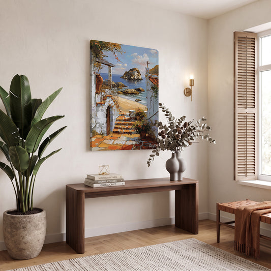 Akdeniz Merdivenleri kanvas tablo — iç mekân uygulama örneği