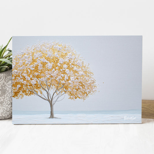Altın Ağaç kanvas tablo — iç mekân uygulama örneği