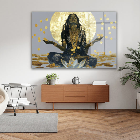 Altın Ay Meditasyonu cam tablo — farklı açıdan görünüm