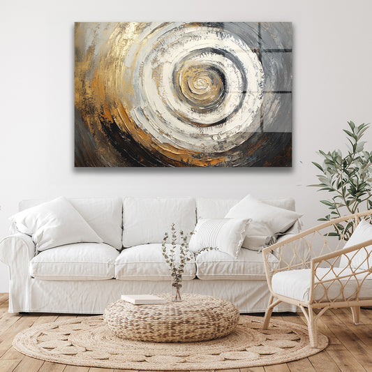 Altın Kahve Spiral cam tablo — duvarda dekorasyon görünümü