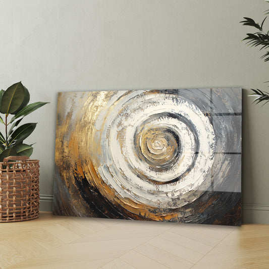 Altın Kahve Spiral cam tablo — iç mekân uygulama örneği