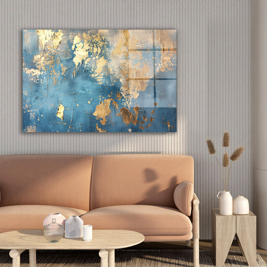 Altın Mavi Doku cam tablo — farklı açıdan görünüm