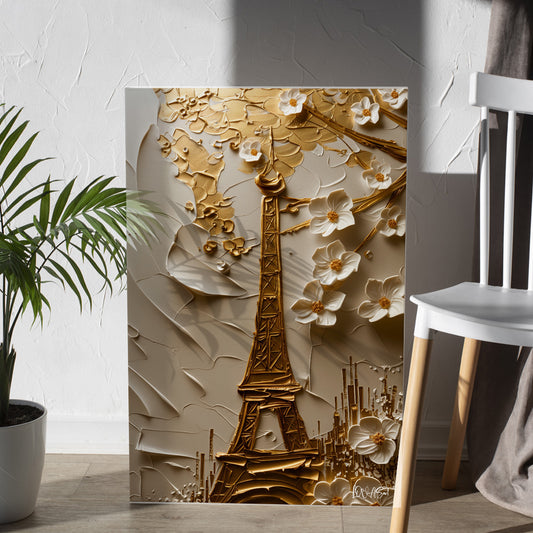 Altın Paris kanvas tablo — temalı dekoratif duvar tablosu