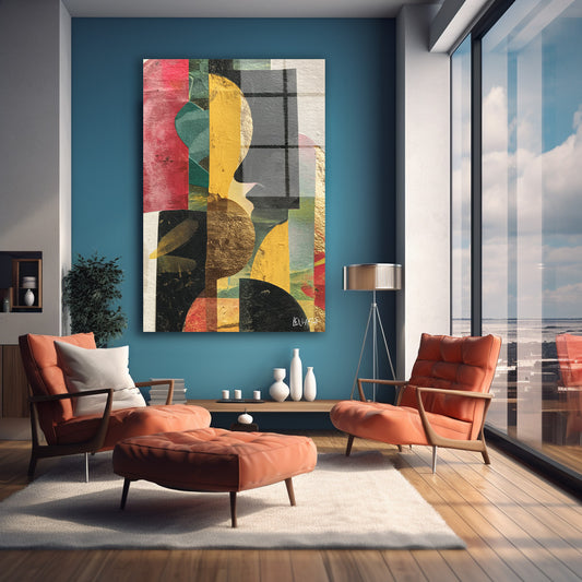 Altın Siyah Geometri cam tablo — farklı açıdan görünüm