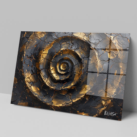 Altın Siyah Spiral cam tablo — iç mekân uygulama örneği
