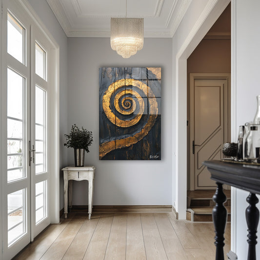 Altın Spiral 4 cam tablo — iç mekân uygulama örneği