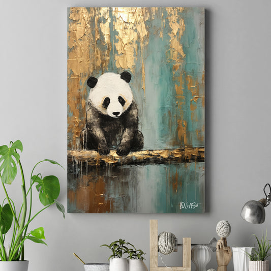 Altın Turkuaz Panda kanvas tablo — farklı açıdan görünüm