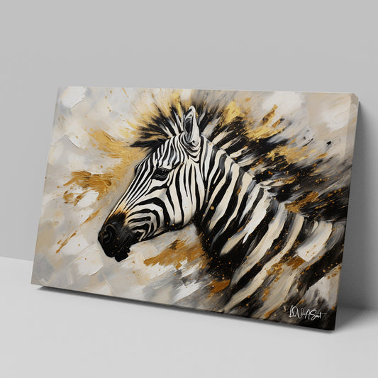 Altın Zebra kanvas tablo — duvarda dekorasyon görünümü