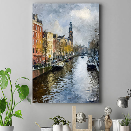 Amsterdam Kanalı kanvas tablo — farklı açıdan görünüm