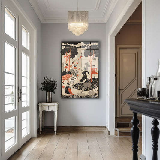 Art Deco Figürler cam tablo — iç mekân uygulama örneği