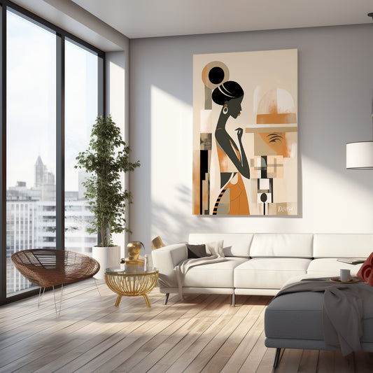 Art Deco Kadın kanvas tablo — iç mekân uygulama örneği