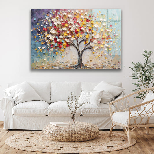 Bahar Ağacı cam tablo — duvarda dekorasyon görünümü