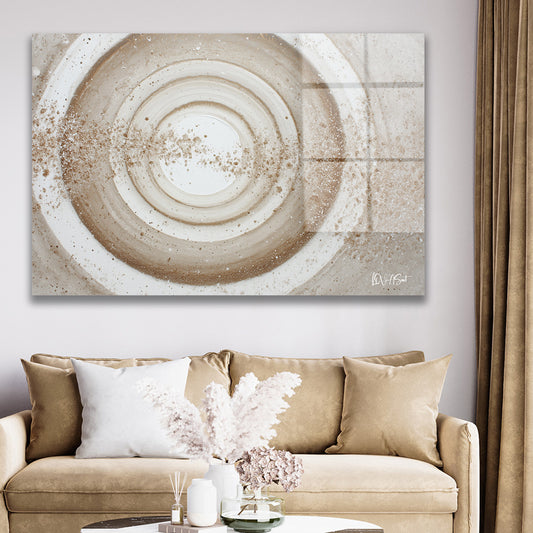 Bej Spiral cam tablo — duvarda dekorasyon görünümü
