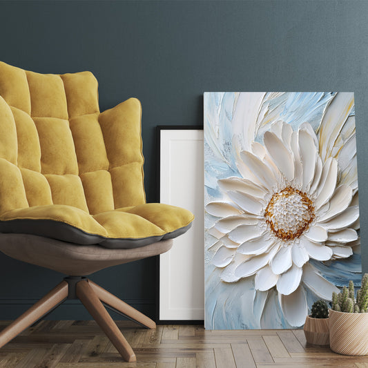 Beyaz Gerbera kanvas tablo — farklı açıdan görünüm