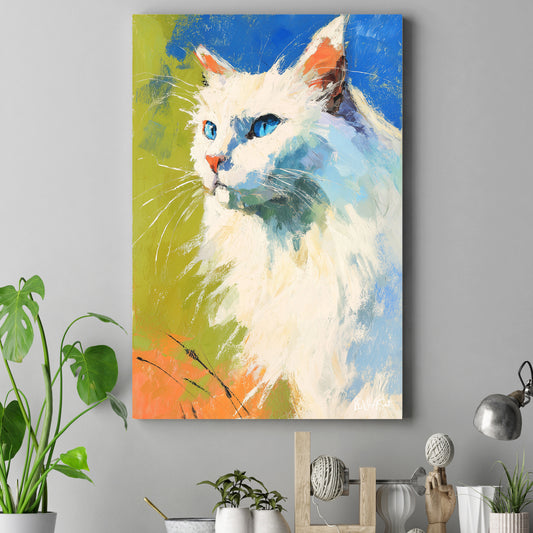 Beyaz Kedi Portresi kanvas tablo — farklı açıdan görünüm