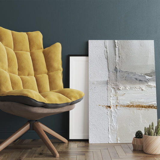 Beyaz Minimal Çizgi kanvas tablo — farklı açıdan görünüm