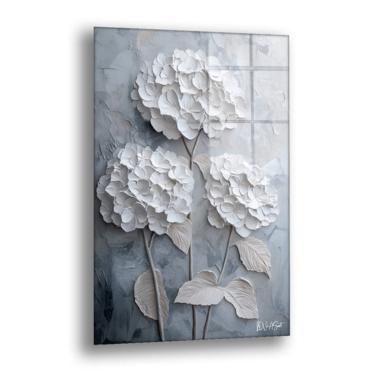 Beyaz Ortancalar - Cam Tablo