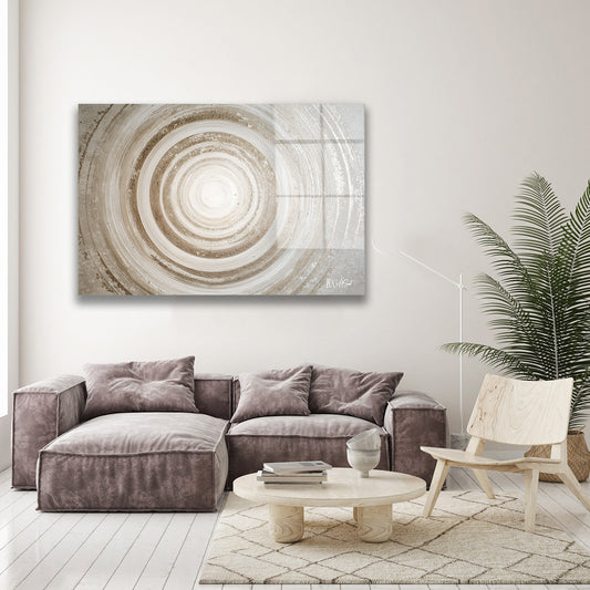 Beyaz Spiral Doku cam tablo — duvarda dekorasyon görünümü