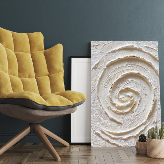 Beyaz Spiral kanvas tablo — farklı açıdan görünüm