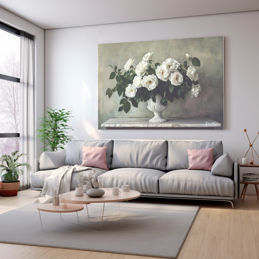 Beyaz Vazo Ve Çiçekler