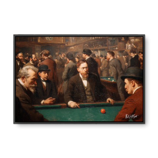 Bilardo Salonu - Kalın Metal Çerçeveli Kanvas Tablo