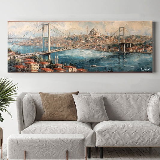 Büyük İstanbul Köprüsü kanvas tablo — klasik temalı duvar dekorasyonu