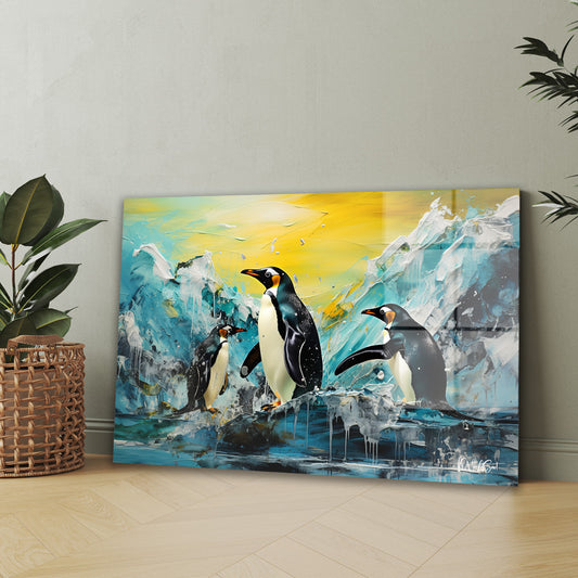Buzda Penguenler cam tablo — iç mekân uygulama örneği