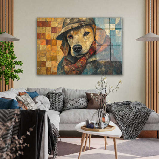 Dedektif Köpek cam tablo — duvarda dekorasyon görünümü